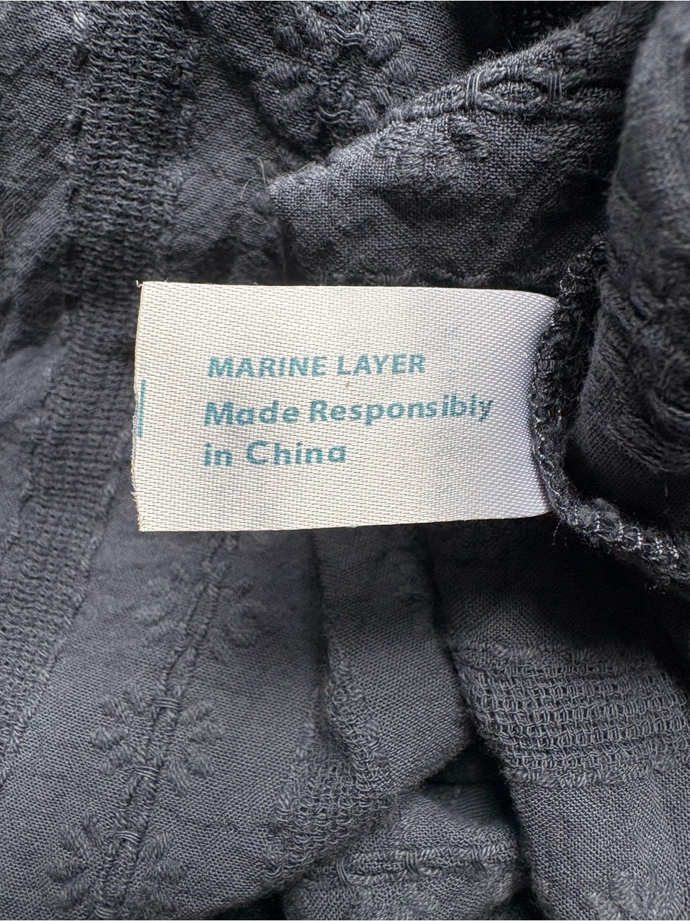 Marine Layer Lana Textured Cotton Navy Floral Split Neck Flutter Sleeve Top Sm - Picture 11 of 11